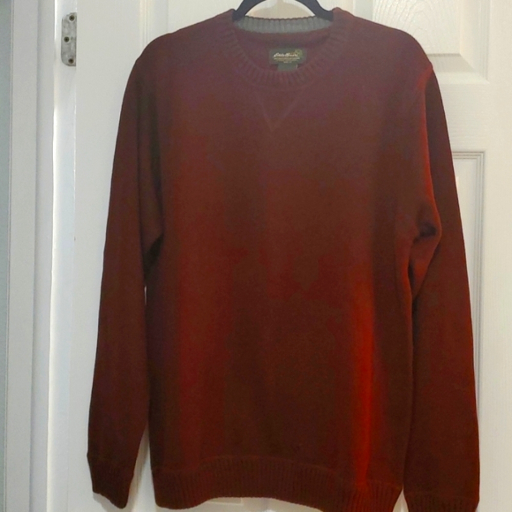 NWOT EDDIE BAUER CREW RIBBED BROWN SWEATER (LARGE)